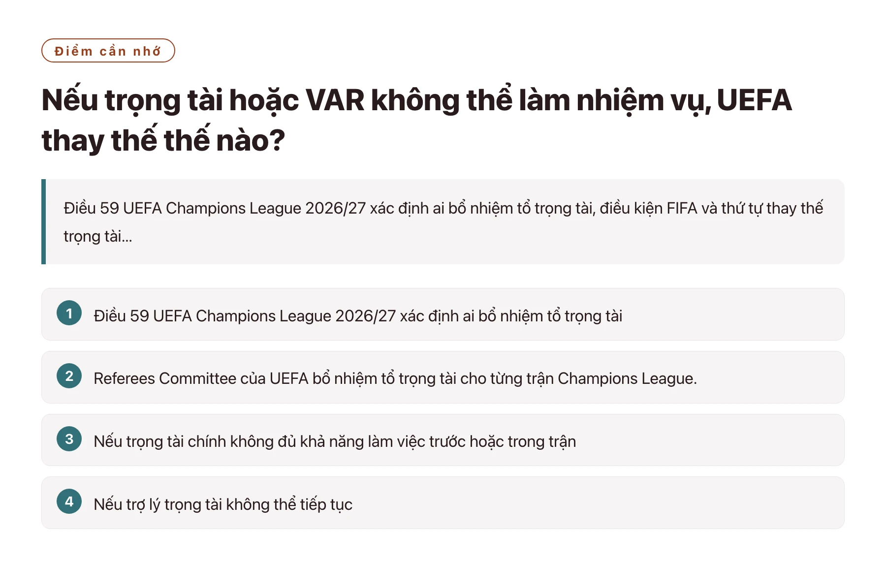 Nếu trọng tài hoặc VAR không thể làm nhiệm vụ, UEFA thay thế thế nào?——全文要点速览